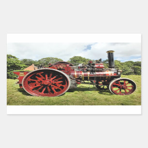 VINTAGE TRACTION ENGINE RECTANGULAR STICKER