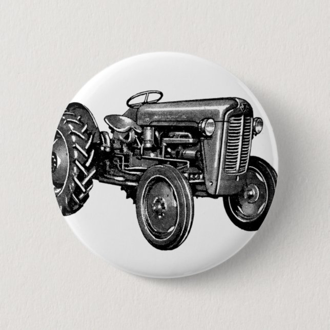 Vintage Tractor 6 Cm Round Badge (Front)