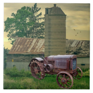 VINTAGE TRACTOR CERAMIC TILE