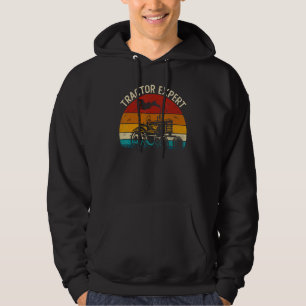 Vintage Tractor Expert Farmer Farming Hoodie