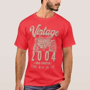 Vintage Tractor Farmer Birthday Born In 2004 & Est T-Shirt