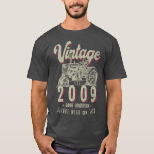 Vintage Tractor Farmer Birthday Born In 2009 & Est T-Shirt