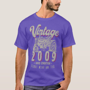 Vintage Tractor Farmer Birthday Born In 2009 & Est T-Shirt