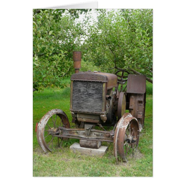 Vintage Tractor in Apple Orchard (Front)