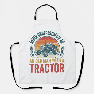 Vintage Tractor Old Man Quote Shirt Design_1 Apron