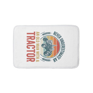 Vintage Tractor Old Man Quote Shirt Design_1 Bath Mat