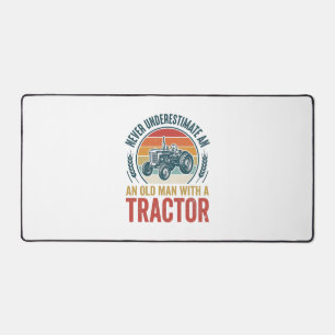 Vintage Tractor Old Man Quote Shirt Design_1 Desk Mat
