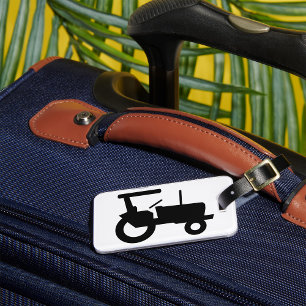 Vintage Tractor Silhouette Farm Equipment Icon  Luggage Tag
