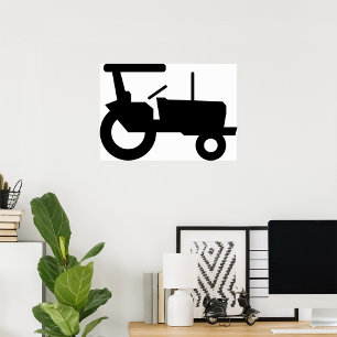 Vintage Tractor Silhouette Farm Equipment Icon  Poster