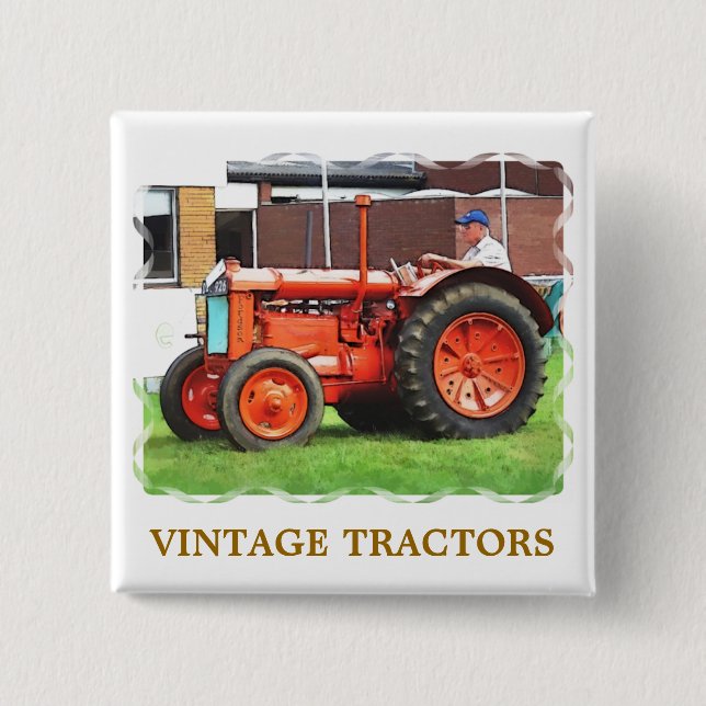 VINTAGE TRACTORS 15 CM SQUARE BADGE (Front)