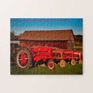 Vintage Tractors. Christmas Greetings Jigsaw Puzzle