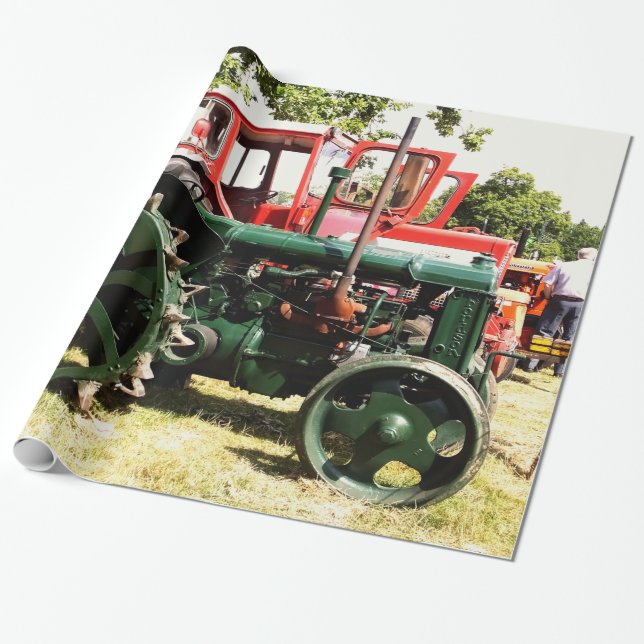VINTAGE TRACTORS  WRAPPING PAPER (Unrolled)