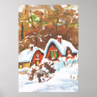 Vintage traditional Christmas winter scene