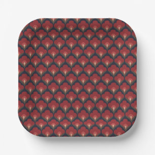 Vintage traditional folk flower seamless pattern paper plate
