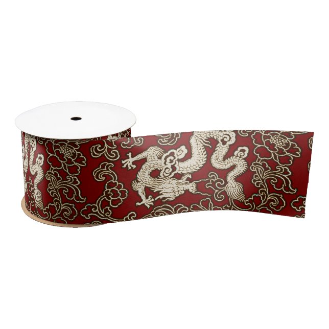 Vintage Traditional Japanese Paper Print Satin Ribbon (Spool)