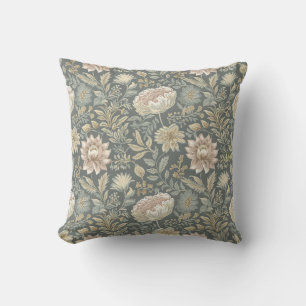 Vintage Traditional Muted Floral Flower Botanical  Cushion