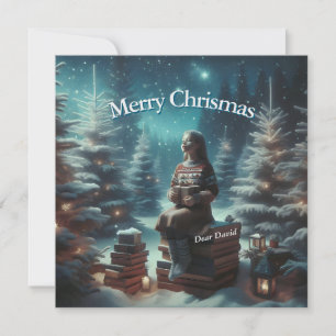 Vintage traditional square christmas postcard
