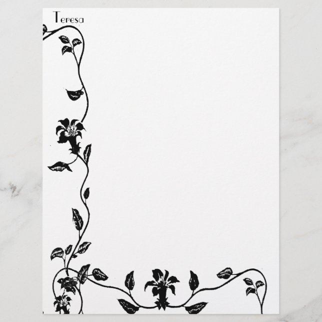 Vintage Trailing Vines Personalised Letterhead (Front)