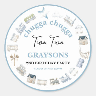 Vintage Train 2nd Birthday – Choo Choo Party Classic Round Sticker