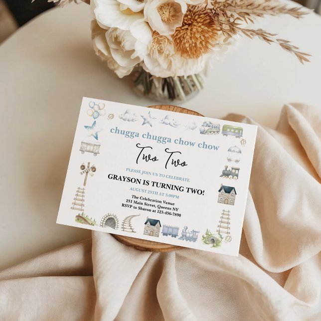 Vintage Train 2nd Birthday – Choo Choo Party Invitation (Vintage Train 2nd Birthday – Choo Choo Party Invitation)