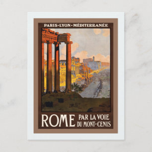 Vintage train ad Paris Lyon Mediterranée to Rome Postcard