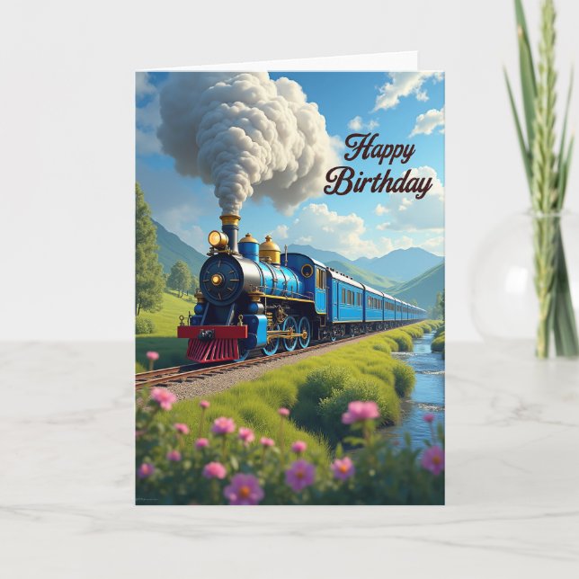 Vintage Train Birthday Card (Front)
