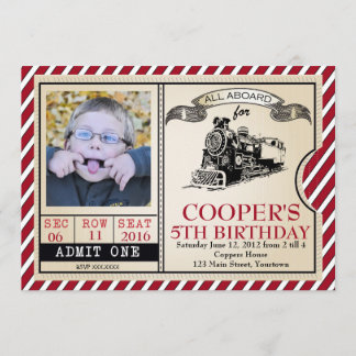 Vintage Train Birthday Invitation