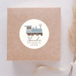 Vintage Train Birthday Party Classic Round Sticker<br><div class="desc">Say thank you to your little one's birthday with these train themed stickers!</div>