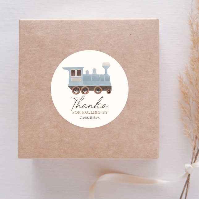 Vintage Train Birthday Party Classic Round Sticker (Creator Uploaded)