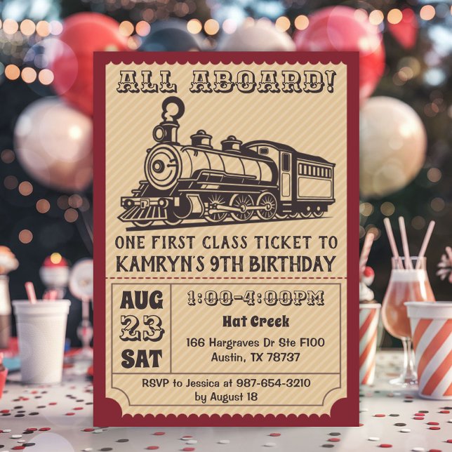 Vintage Train Birthday Party Invitation (Vintage Train Birthday Invitation)