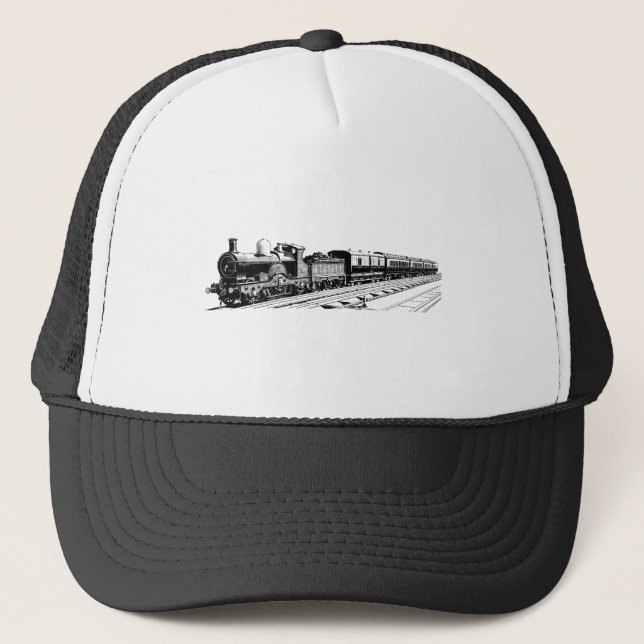 Vintage Train - Black Trucker Hat (Front)