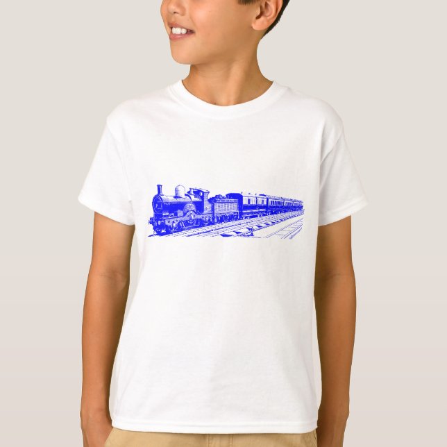 Vintage Train - Blue T-Shirt (Front)