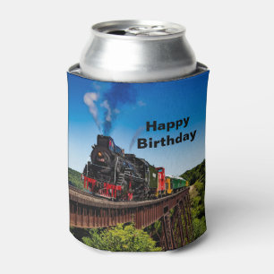 Vintage Train Bridge Photo Birthday Can Cooler