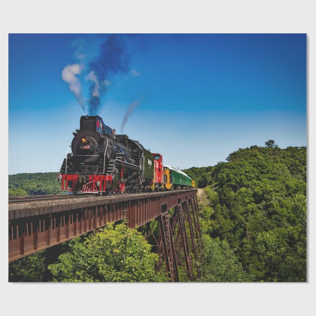 Vintage Train Bridge Photo Wrapping Paper (Flat)