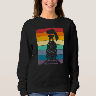 Vintage Train Buff Enthusiast Distressed Retro Sty Sweatshirt