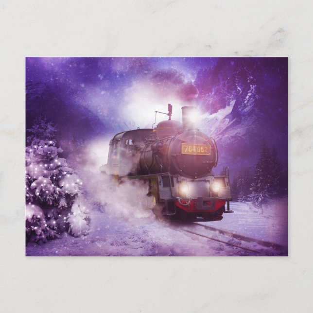 vintage train Christmas Postcard (Front)