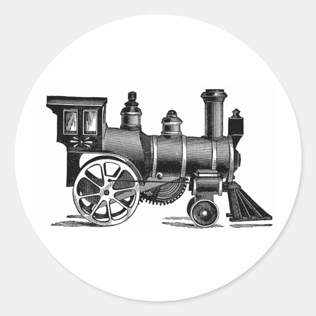 Vintage Train Classic Round Sticker (Front)