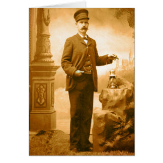 Vintage Train Conductor Blank Card