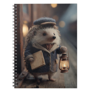 Vintage Train Conductor Hedgehog Notebook