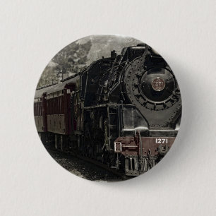 Vintage train decor design 6 cm round badge