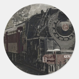 Vintage train decor design classic round sticker