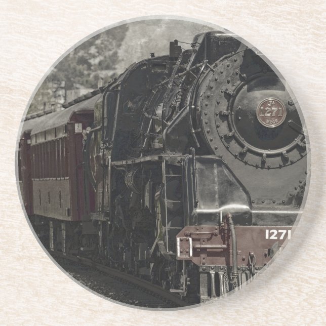 Vintage train decor design coaster (Front)