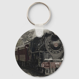 Vintage train decor design key ring
