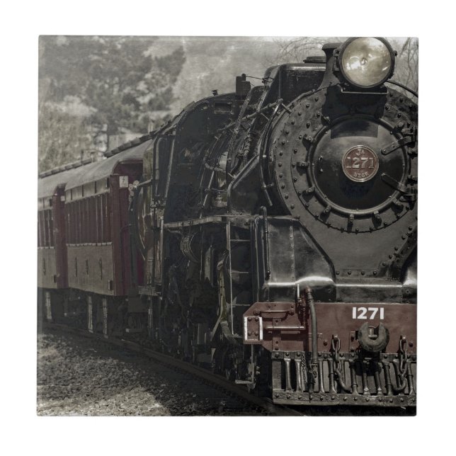 Vintage train decor design tile (Front)