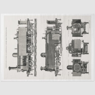 Vintage Train Engine Locomotive Ephemera Decoupage Tissue Paper