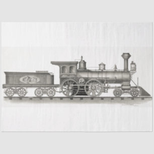 Vintage Train Engine Steam Ephemera Decoupage Tissue Paper