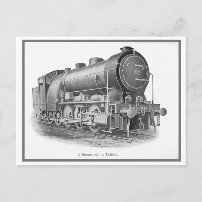 Vintage Train Engraving Advertisement Postcard (Front)