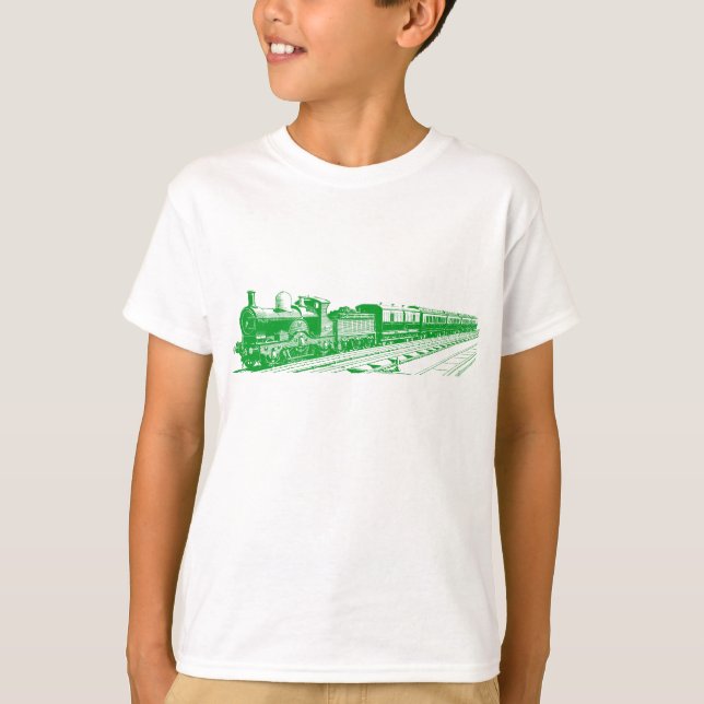 Vintage Train - Grass Green T-Shirt (Front)