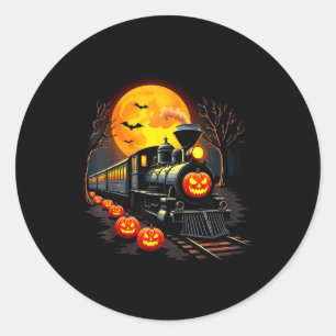 Vintage Train Halloween Costume Pumpkin Ghost Men Classic Round Sticker