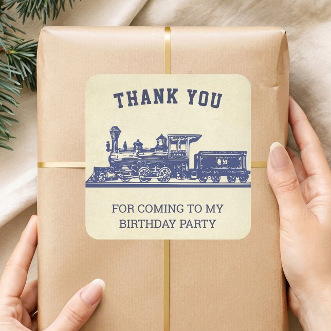 Vintage Train Kids Birthday Party Favour Sticker (Creator Uploaded)